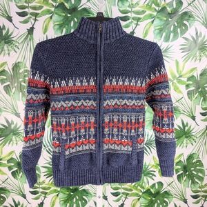 🔷12Cherokee Boys Blue & Orange Knit Sweater (Size: Medium 8-10) 1lb 0.6oz